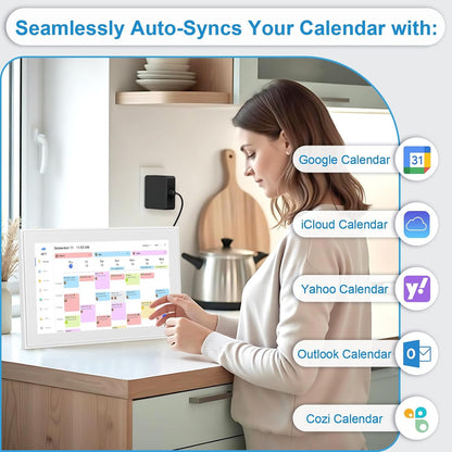 Digital Calendar, 21Inch Electronic Calendar & Chore Chart, Smart Family Organizer with Interactive Touchscreen Display, Wall Mount or Desk Mount in Portrait or Landscape