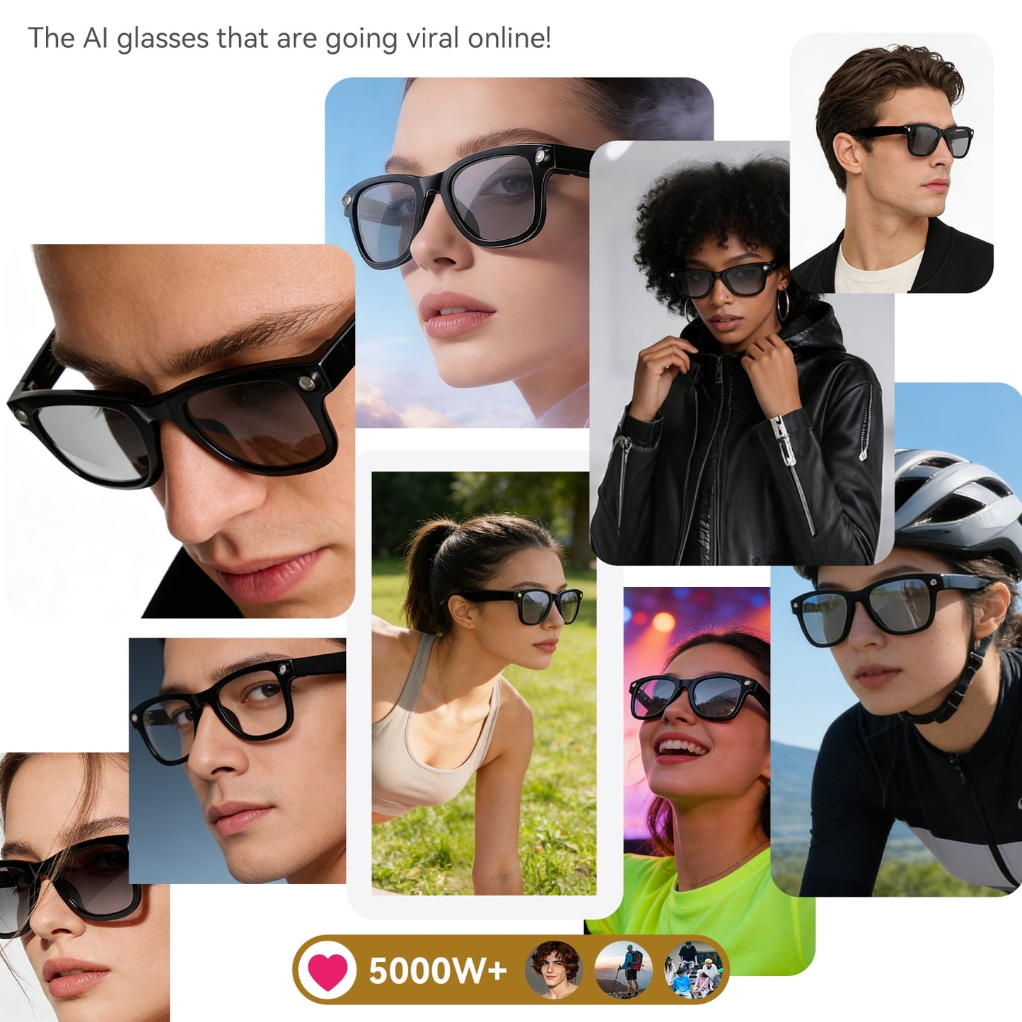 AI Smart Glasses with Camera and Audio, 8MP HD Camera Glasses for Men Women,Real Time Translation,Voice Assistant, Open-Ear Audio for Travel, Meetings & Vlogging