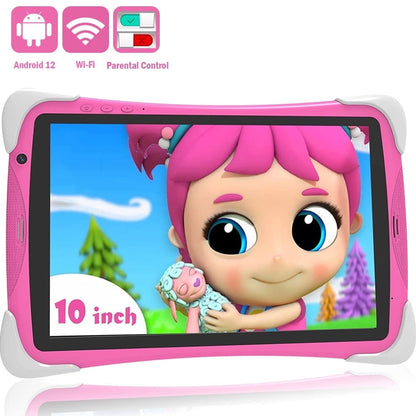 TABURETO 10.1 inch Kids Tablet, Android 12,4GB+64GB Tablet APP Preinstalled & Parent Control Kids Education Children Tablet with WiFi