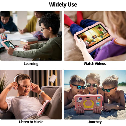 SHOUDM Kids Tablet,Android Toddler Tablet, 128GB Storage, Dual Camera, Shockproof Case, Parental Control Tablets Support