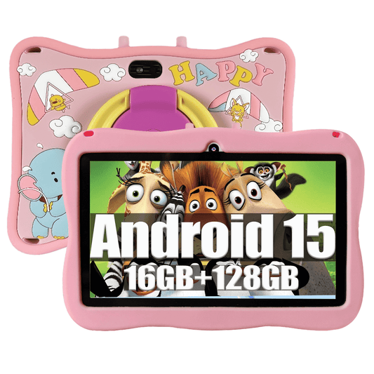 SHOUDM Kids Tablet,Android Toddler Tablet, 128GB Storage, Dual Camera, Shockproof Case, Parental Control Tablets Support