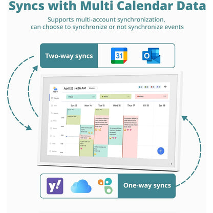 SHOUDUM Digital Calendar, 15.6" Chore Chart Wall Planner, 1080P FHD Interactive Touchscreen,Display for Family Schedules and All Apps Full Free-White