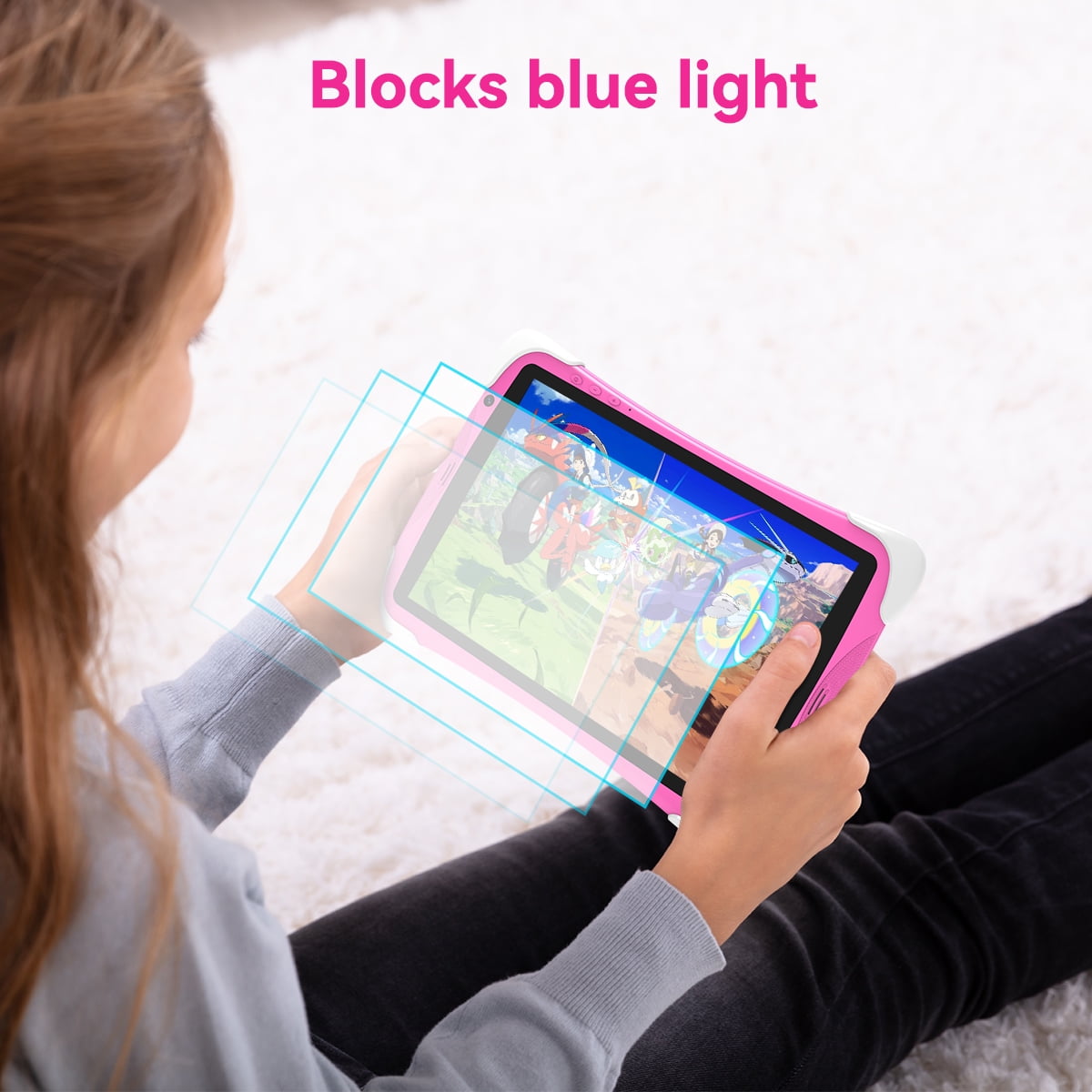 TABURETO 10.1 inch Kids Tablet, Android 12,4GB+64GB Tablet APP Preinstalled & Parent Control Kids Education Children Tablet with WiFi