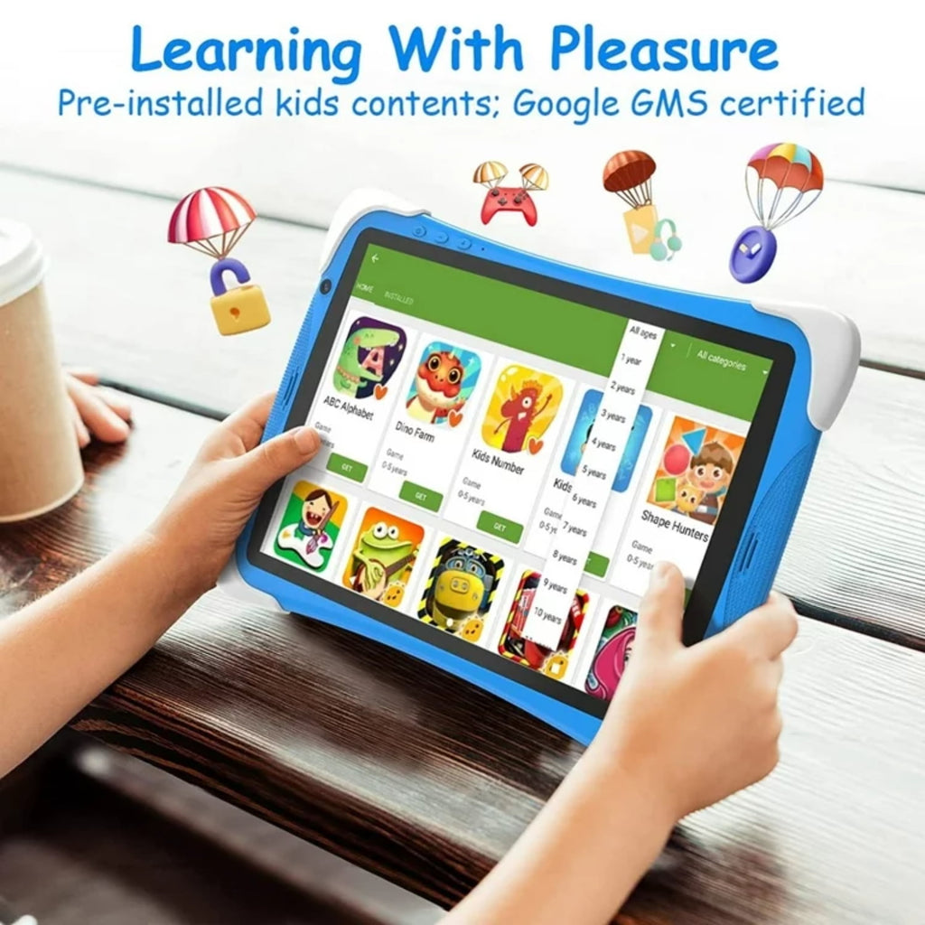 TABURETO Kids Tablet, Android 12, 64GB, Dual Camera, Preinstalled Kid Apps, Parent Control, Educational Stand