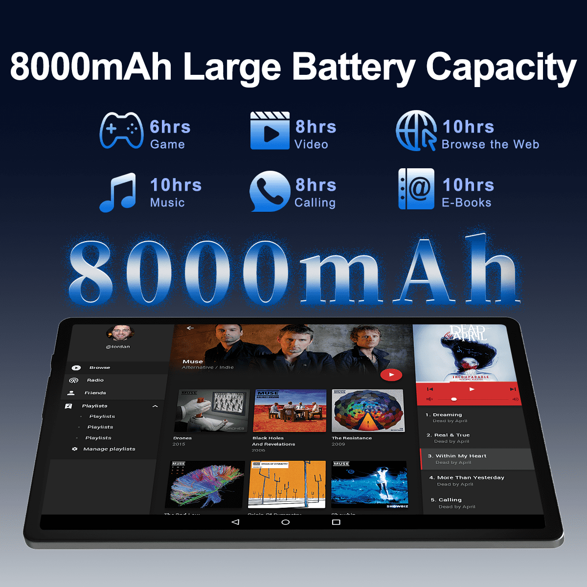 SHOUDUM Android 16 Tablet,128GB ROM 16GB+8GB RAM,10inch Tablet,5G WiFi+Cellular, Octa-Core, Dual Camera, GPS, BT 5.0,1TB Expand,FHD IPS,Incell Touch Screen,8000mAh, Face Unlock,Tablet with Keyboard