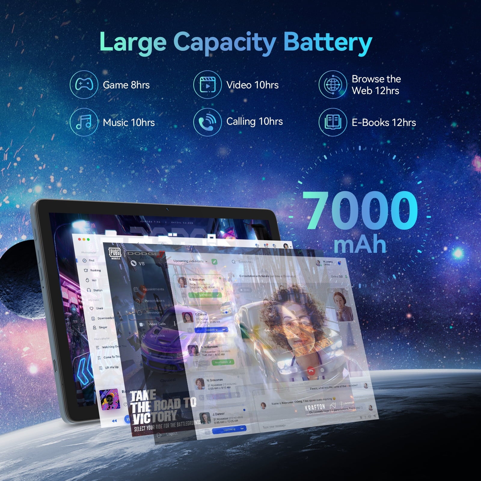 Android 13 Tablet ,10 inch Tablet, 12GB+128GB ROM , Octa-Core Processor, 1280x800 IPS HD Touch Screen, GPS, WiFi, 5MP+13MP Dual Camera, Bluetooth