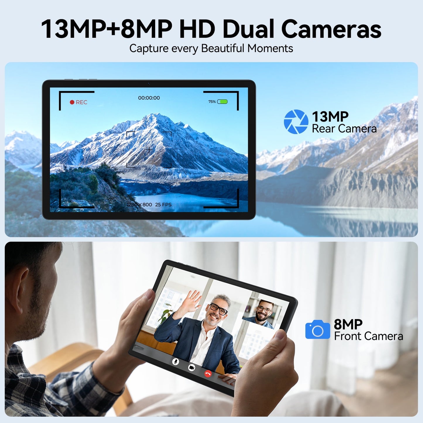 SHOUDUM Tablet,10 inch HD Tablet Bundle, 128GB, Android 14, 5G, Wi-Fi