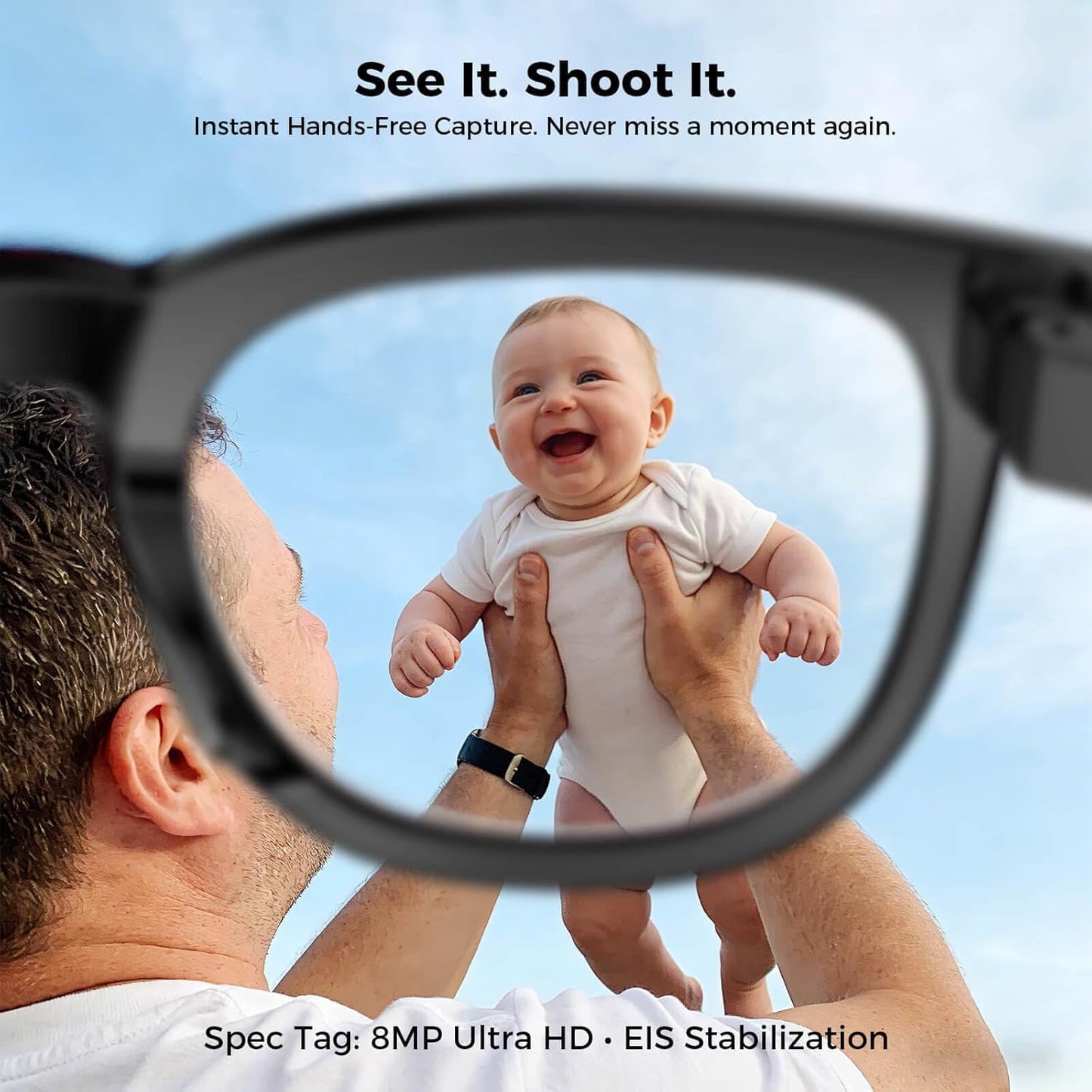AI Smart Glasses with Camera, 4K HD Video & Photo Capture, Real-Time Translation, Recording Glasses with AI Assistant, Open-Ear Audio, Object Recognition, Bluetooth, for Travel (Transparent Lens)
