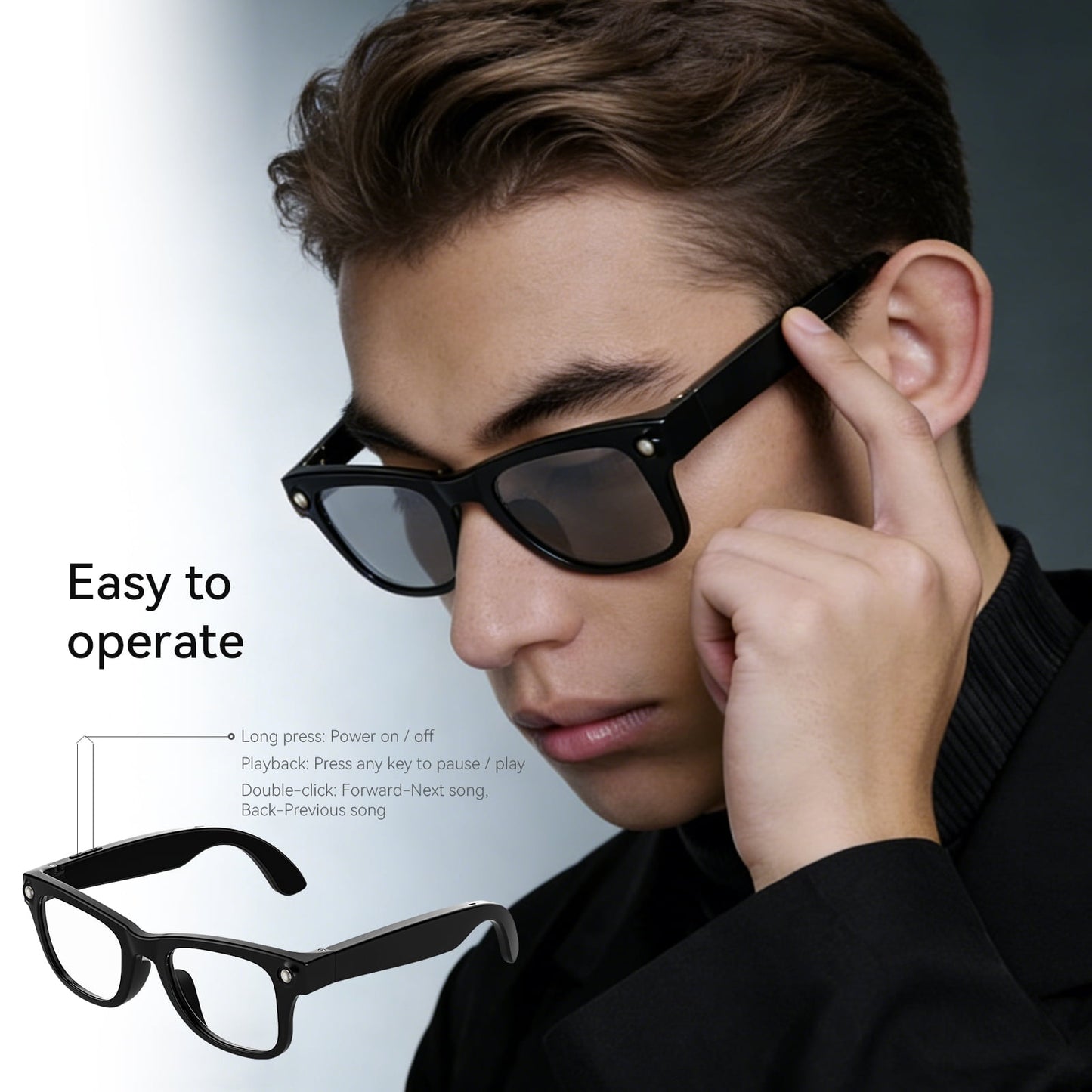 AI Smart Glasses with Camera and Audio, 8MP HD Camera Glasses for Men Women,Real Time Translation,Voice Assistant, Open-Ear Audio for Travel, Meetings & Vlogging