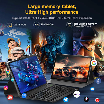 SHOUDUM Android Tablet,2025 Tablets with 24GB RAM+256GB ROM/ 1TB Expand, Octa-Core 2.0GHz CPU, 5G WiFi, GPS