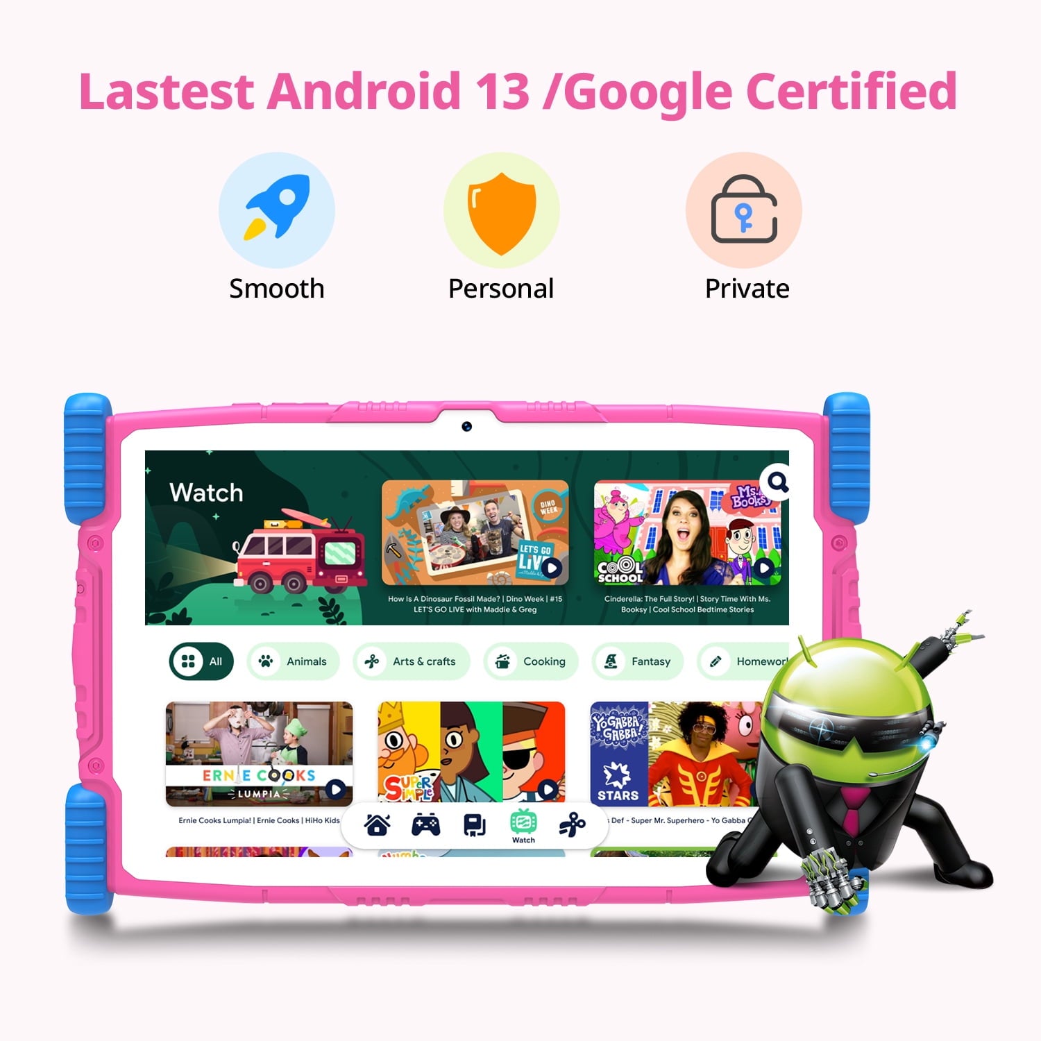 2025 Android 13 tablet,10" Android Kids Tablet 4GB+64GB, Kid-Proof Case with Kickstand, Quad-Core 1.6