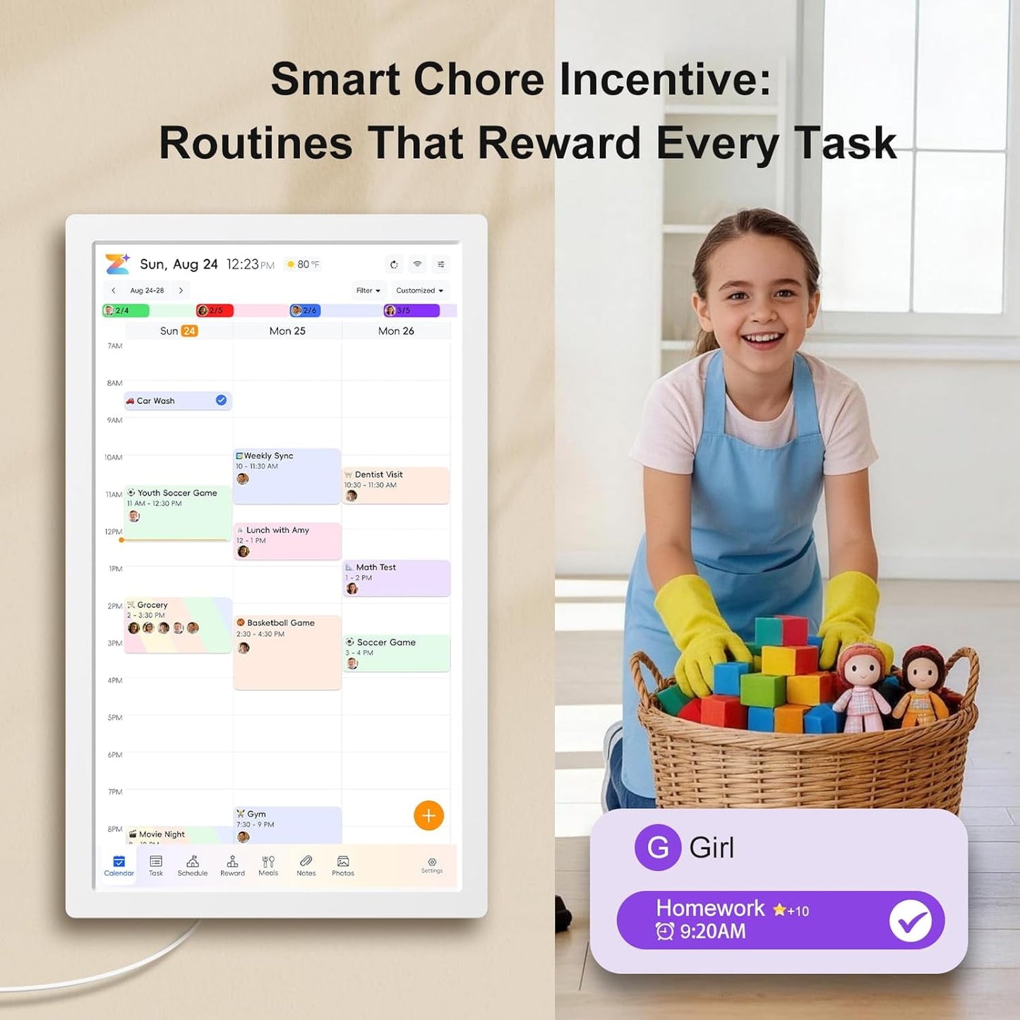 Touch Calendar, 10.1" Digital Calendar 2026 Family Wall Planner, 1080P Full HD Interactive Touchscreen, Smart Chore Chart and Home Organization, Gift for Busy Families Scheduling