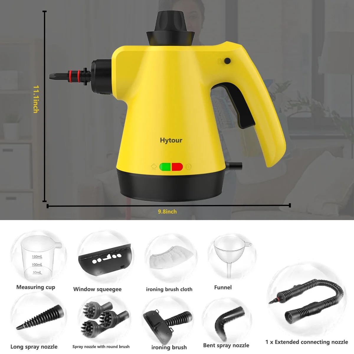 Handheld Steam Cleaner, Steam Cleaner with 11 PCS Accessory & Safety Lock, Large Capacity Natural Surface Steam for Cleaning, Multipurpose Steam Cleaner for Home, Car, Bathroom, Grease