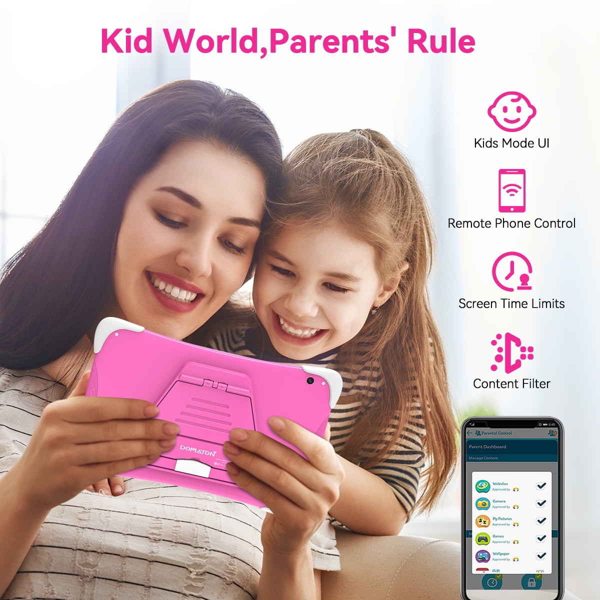 TABURETO 10.1 inch Kids Tablet, Android 12,4GB+64GB Tablet APP Preinstalled & Parent Control Kids Education Children Tablet with WiFi