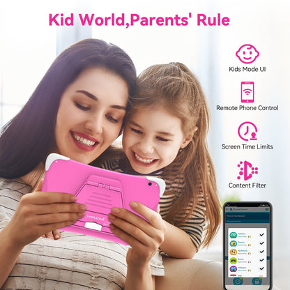 TABURETO 10.1 inch Kids Tablet, Android 12,4GB+64GB Tablet APP Preinstalled & Parent Control Kids Education Children Tablet with WiFi