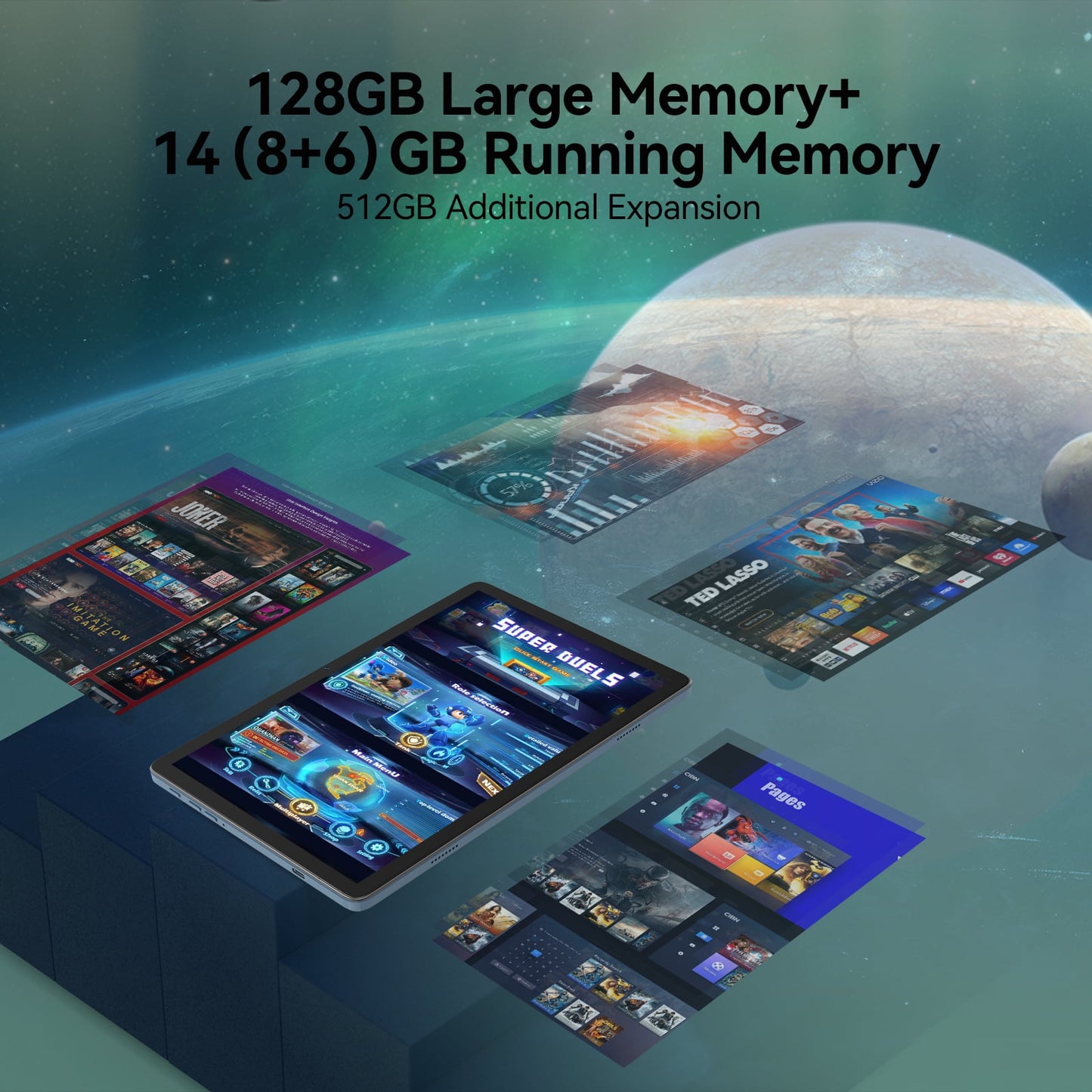 Latest Android 15 Tablet with 4G LTE Cellular,14GB RAM,128GB ROM,2TB Expand,Octa Core,10.1 Inch FHD IPS Screen,8000mAh Battery,8+13MP Dual Camera,Dual Sim Card Slot,2.4/5G WiFi,Bluetoot