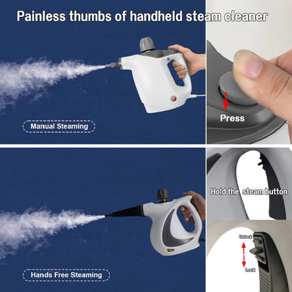 HYTOUR Handheld Steam Cleaner, Pressurized Multi-Surface Steam Cleaner for Home Use with 11pcs Tools and Safety Lock to Remove Grime, Grease, Steamer for Cleaning Floor, Upholstery, Grout and Car