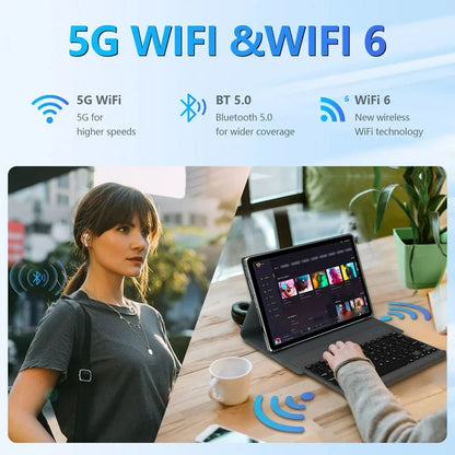 Qukenk,Android 14 Tablet, Widevine L1, 10 inch Tablet with Bluetooth 5.0, WiFi 6, Fast Charging, 8GB RAM+64GB ROM, Split Screen Support