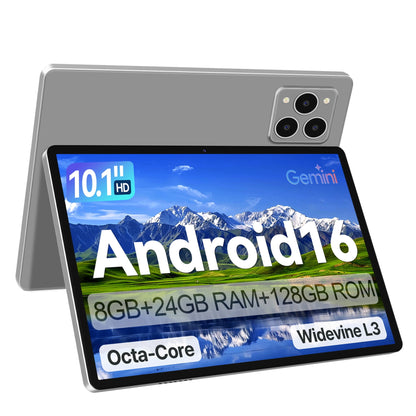 Tablet 10.1 inch Android 16 Tablet with Octa-Core Processor, 32GB RAM 128GB ROM 1 TB Expandable, 1280x800 HD IPS Touch Screen, GPS, 8H Battery, WiFi 6, BT 5.0, Dual Camera