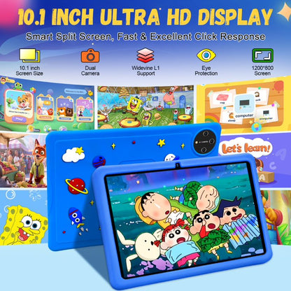 SHOUDUM Kids Tablet, 10 inch Android 15 Tablet for Kids, 16GB+128GB Quad-Core Toddler Tablets with Shockproof Case, BT5.0, WiFi 5, Parental Control, Games, Dual Camera