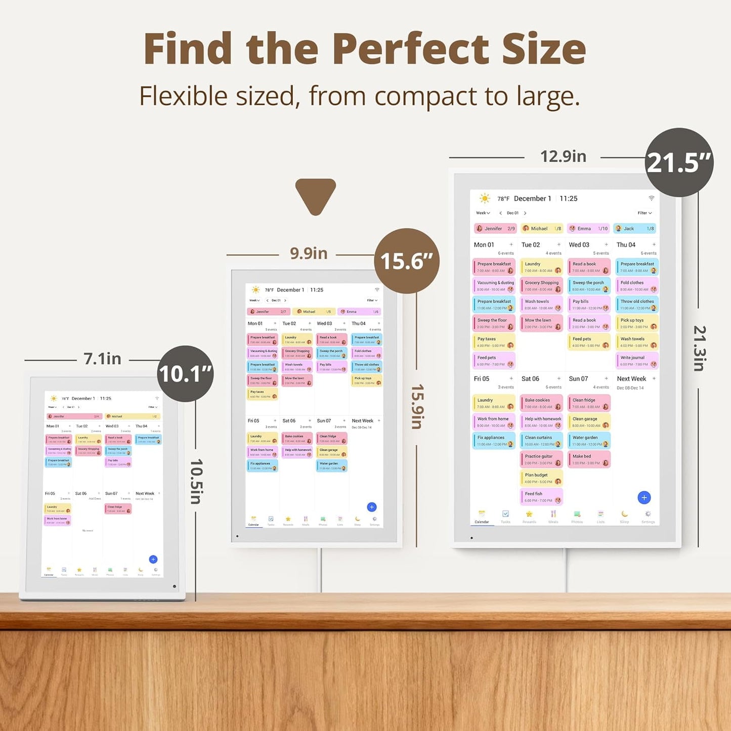 SHOUDUM Digital Calendar, 15.6" Chore Chart Wall Planner, 1080P FHD Interactive Touchscreen,Display for Family Schedules and All Apps Full Free-White