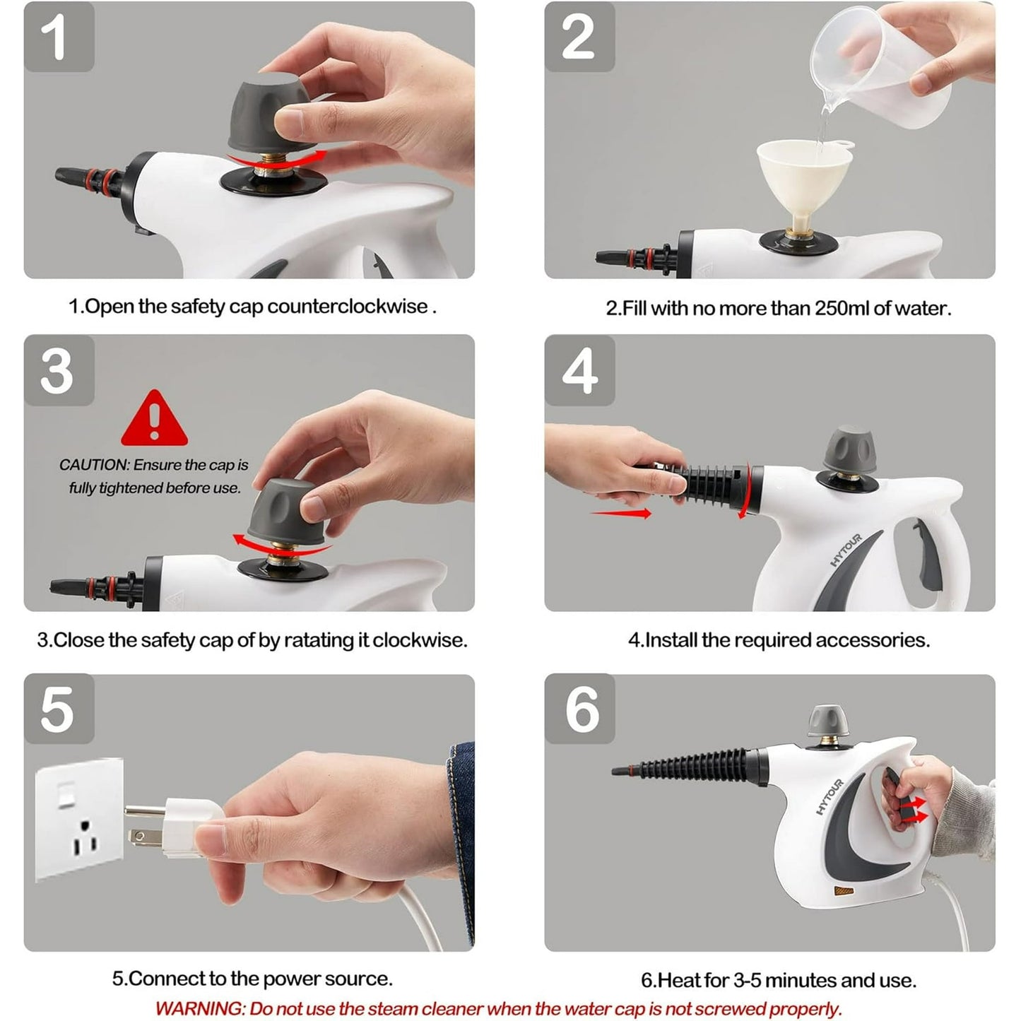 HYTOUR Handheld Steam Cleaner, Pressurized Multi-Surface Steam Cleaner for Home Use with 11pcs Tools and Safety Lock to Remove Grime, Grease, Steamer for Cleaning Floor, Upholstery, Grout and Car