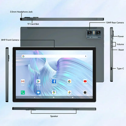 Qukenk,Android 14 Tablet, Widevine L1, 10 inch Tablet with Bluetooth 5.0, WiFi 6, Fast Charging, 8GB RAM+64GB ROM, Split Screen Support