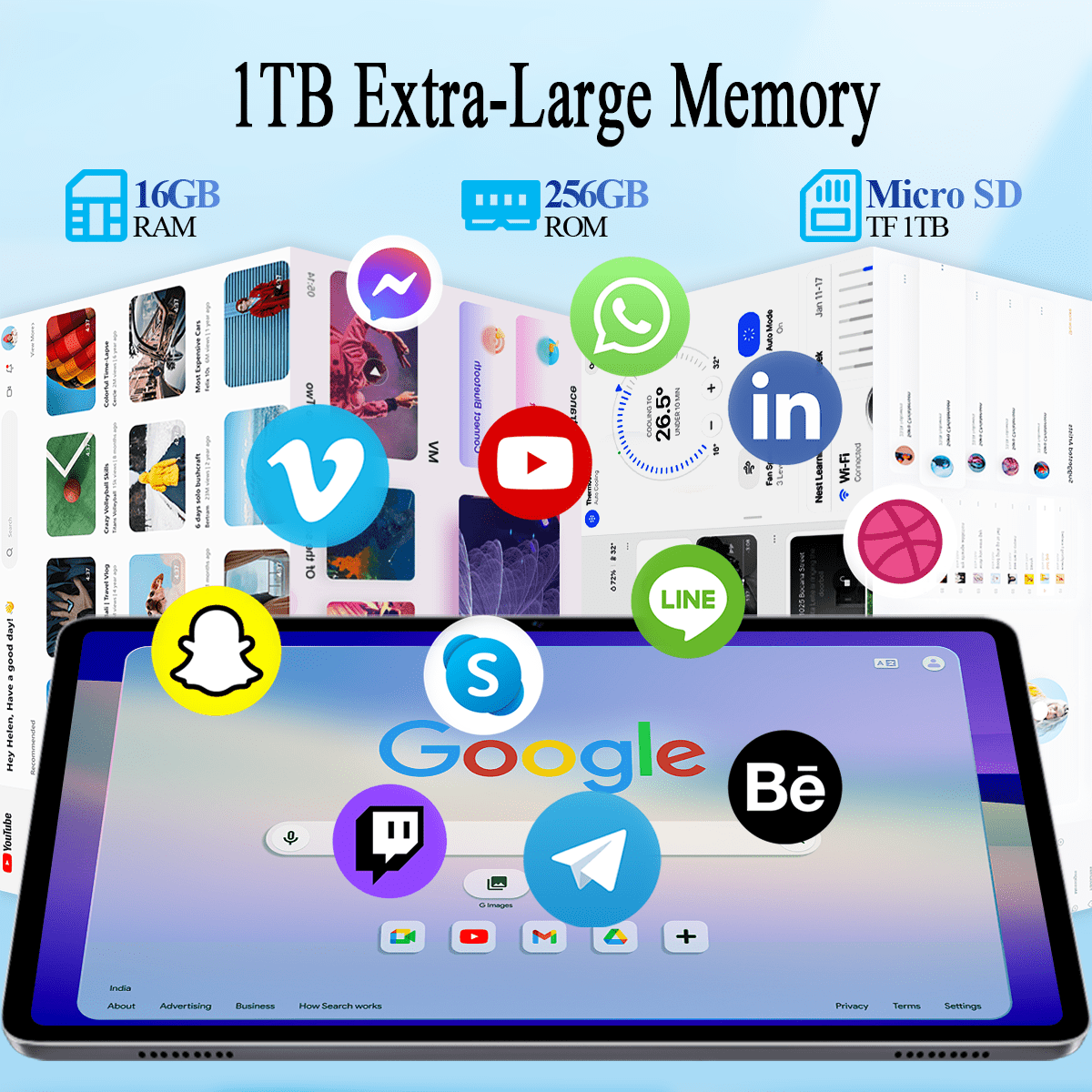 FERATINO Android 16 Tablet,10.1 inch Tablet, Octa-Core Processor, 24GB RAM 256GB ROM,,1280x800 HD IPS Touch Screen, GPS, 8H Battery, WiFi 6, Dual Camera (Gray)