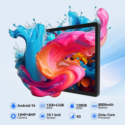 SHOUDUM Tablet,10 inch HD Tablet Bundle, 128GB, Android 14, 5G, Wi-Fi