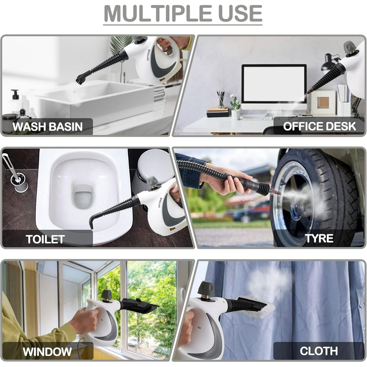 HYTOUR Handheld Steam Cleaner, Pressurized Multi-Surface Steam Cleaner for Home Use with 11pcs Tools and Safety Lock to Remove Grime, Grease, Steamer for Cleaning Floor, Upholstery, Grout and Car