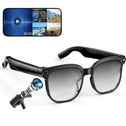 AI Smart Glasses with Camera and Audio, 8MP HD Camera Glasses for Men Women,Real Time Translation,Voice Assistant, Open-Ear Audio for Travel, Meetings & Vlogging