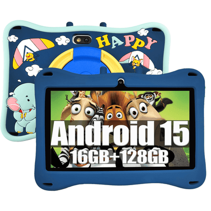 SHOUDUM Kids Tablet,Android Toddler Tablet, 128GB Storage, Dual Camera, Shockproof Case, Parental Control Tablets Support