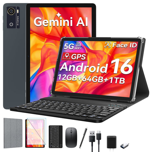 Qukenk Android 16 Tablet, 12GB RAM 64GB ROM 1TB Expand, Dual Sim Card Slot,8000mAh, 5G WiFi
