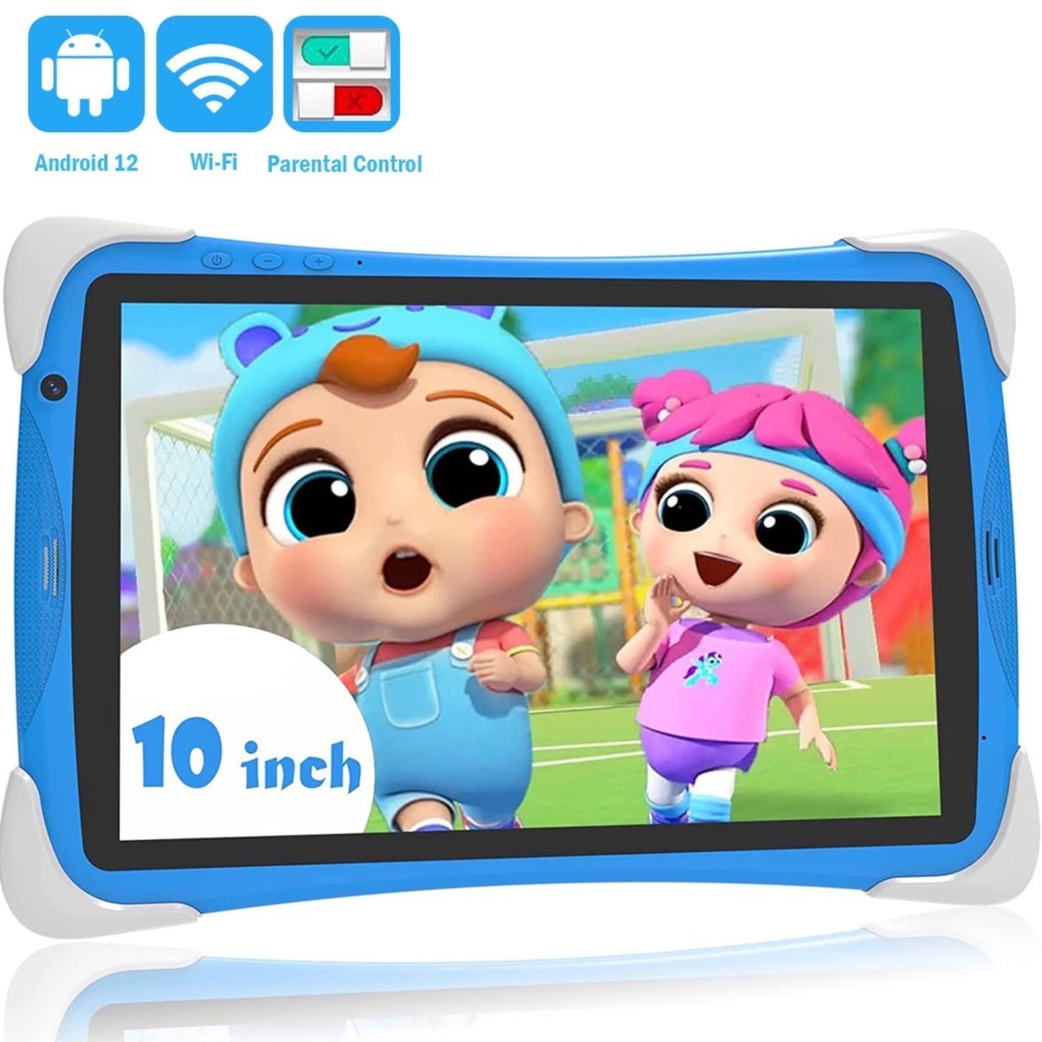 TABURETO Kids Tablet, Android 12, 64GB, Dual Camera, Preinstalled Kid Apps, Parent Control, Educational Stand