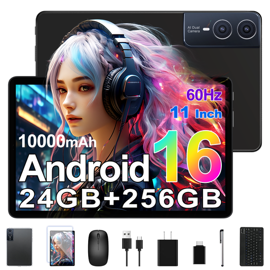 Latest 11-inch Android Tablet, 256GB ROM, HD Display, Octa-Core Processor, Dual Cameras, Stereo Speakers, 5GWIFI