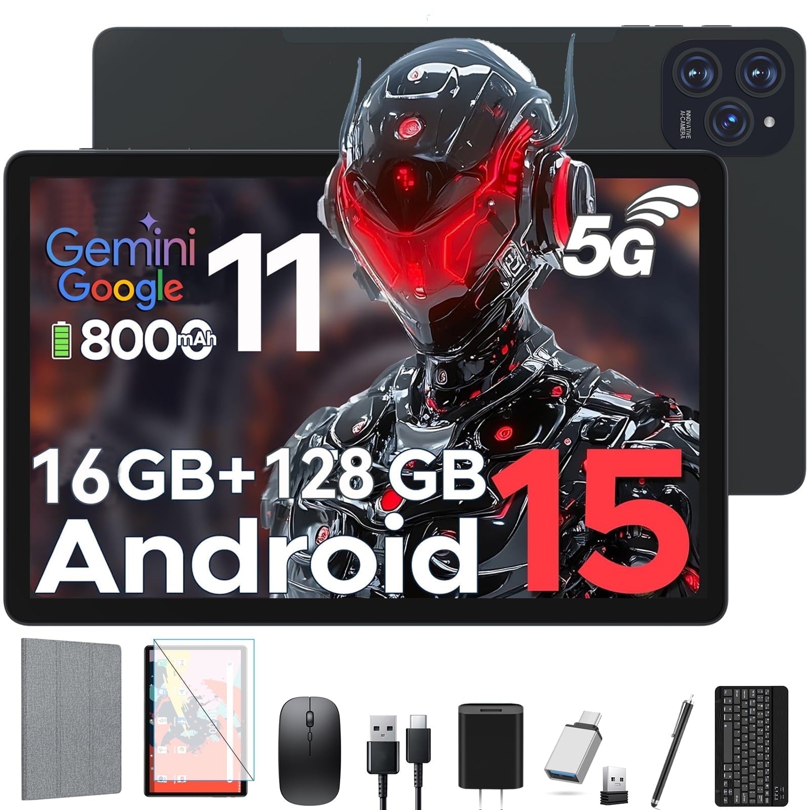 11" Tablet, 2026 Android 15 with Octa-core Processor, 16GB+128GB, 1TB Expandtion, 8000mAh Battery, HD IPS Large tableta,WiFi 6&BT5.0