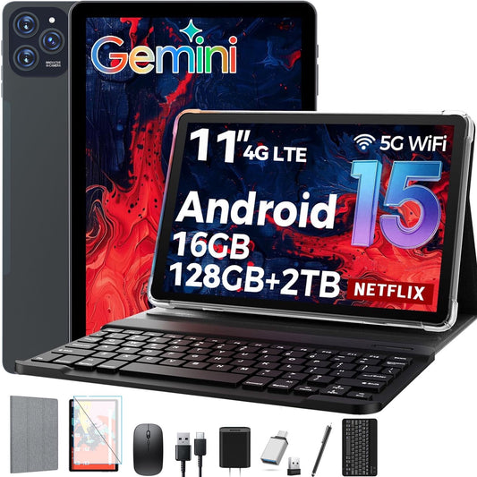 11" Tablet, 2026 Android 15 with Octa-core Processor, 16GB+128GB, 1TB Expandtion, 8000mAh Battery, HD IPS Large tableta,WiFi 6&BT5.0
