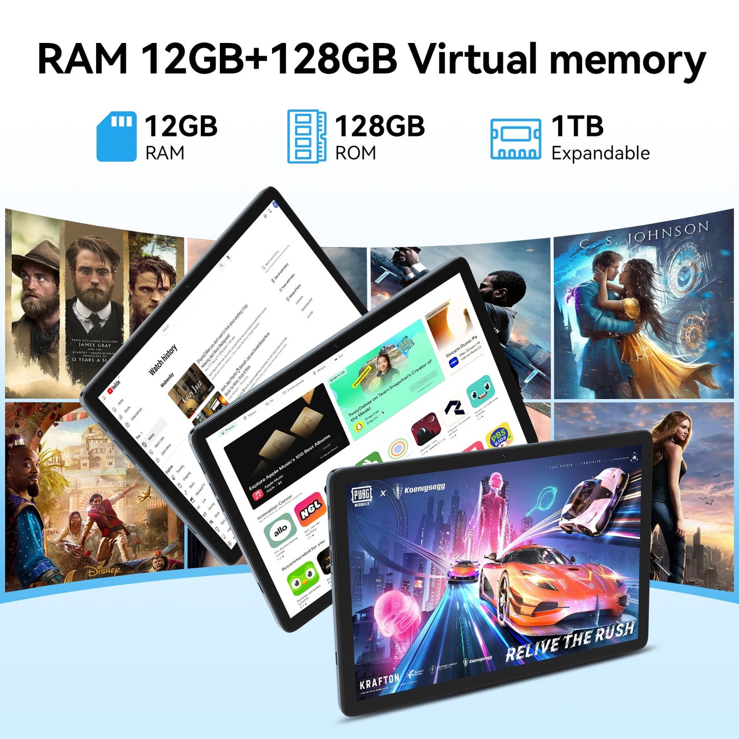 SHOUDUM Android 13 Tablet ,10 inch Tablet, 12GB+128GB ROM , Octa-Core Processor, 1280x800 IPS HD Touch Screen, GPS, WiFi, 5MP+13MP Dual Camera, Bluetooth