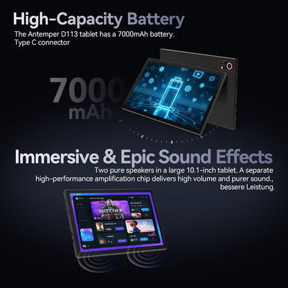 Android 15 Tablet with Keyboard, 8GB RAM, 128GB ROM(1TB Expand), 10.1 inch Octa-Core Tablets, 5G/2.4G WiFi, 7000mAh Battery, BT 5.0, with Mouse, Case, Stylus, Split screen(Black)