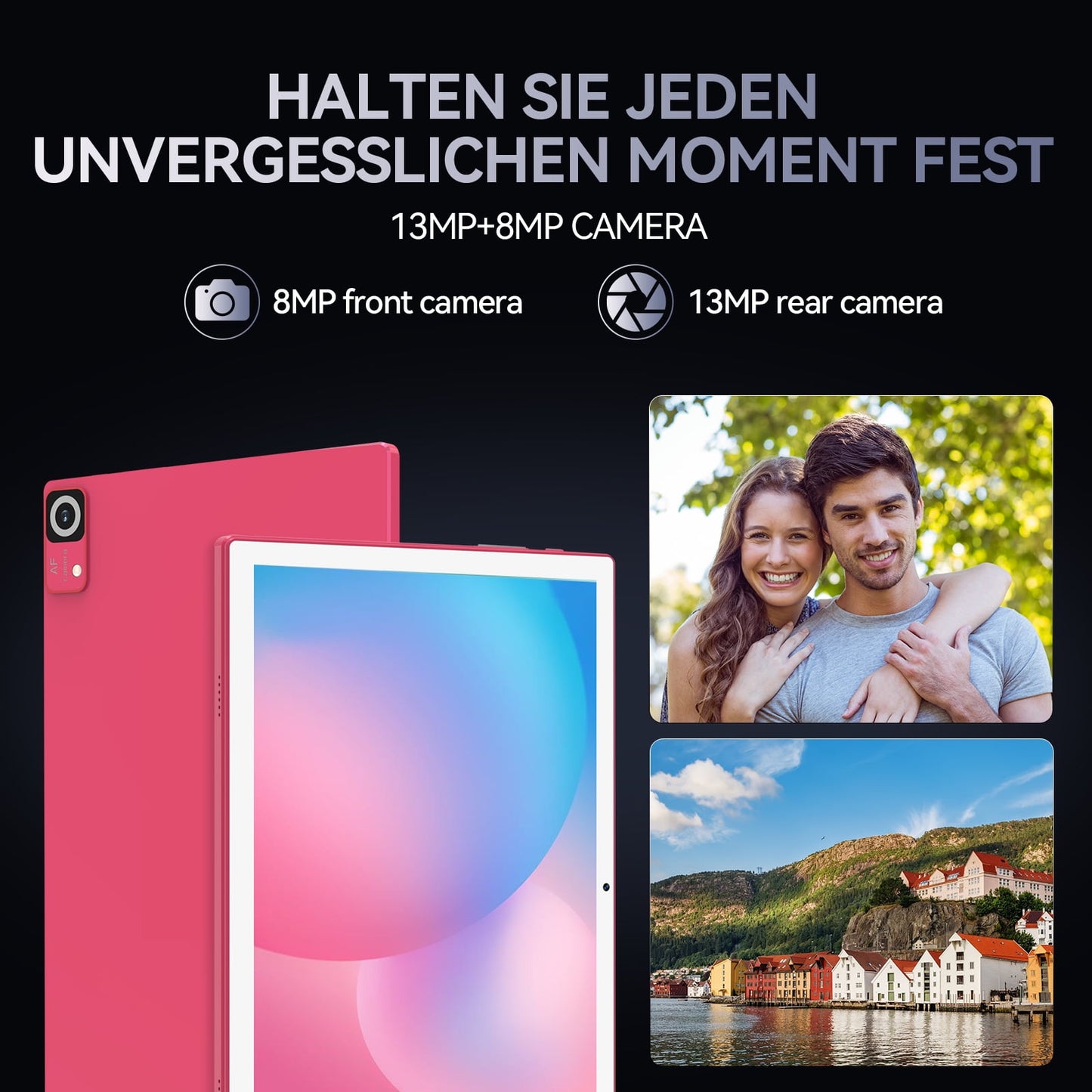 Android 15 Tablet with Keyboard, 128GB ROM(1TB Expand), Octa Core, 5G/2.4G WiFi, 7000mAh, BT V5.0, with Case, Mouse, Stylus, Split-Screen(Pink)