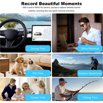 AI Smart Glasses with Camera, 4K HD Video & Photo Capture, Real-Time Translation, Recording Glasses with AI Assistant, Open-Ear Audio, Object Recognition, Bluetooth, for Travel (Transparent Lens)