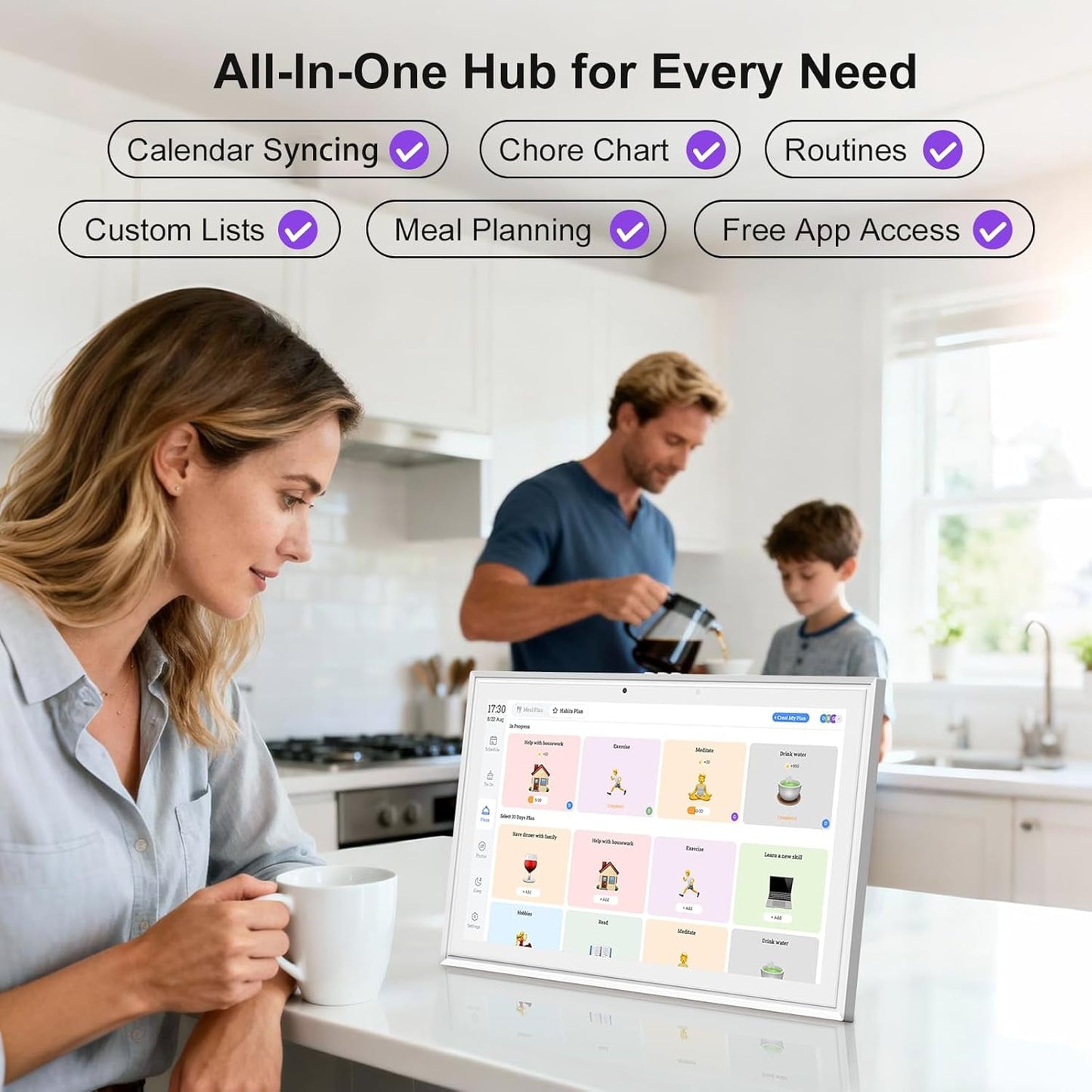 Touch Calendar, 10.1" Digital Calendar 2026 Family Wall Planner, 1080P Full HD Interactive Touchscreen, Smart Chore Chart and Home Organization, Gift for Busy Families Scheduling
