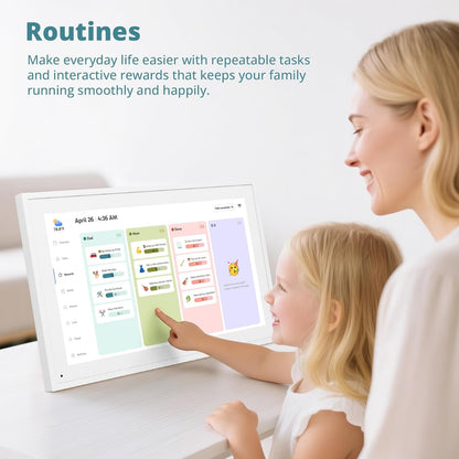 SHOUDUM Digital Calendar, 15.6" Chore Chart Wall Planner, 1080P FHD Interactive Touchscreen,Display for Family Schedules and All Apps Full Free-White