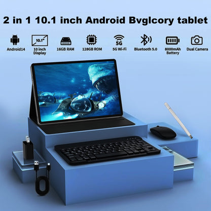 SHOUDUM Tablet,10 inch HD Tablet Bundle, 128GB, Android 14, 5G, Wi-Fi