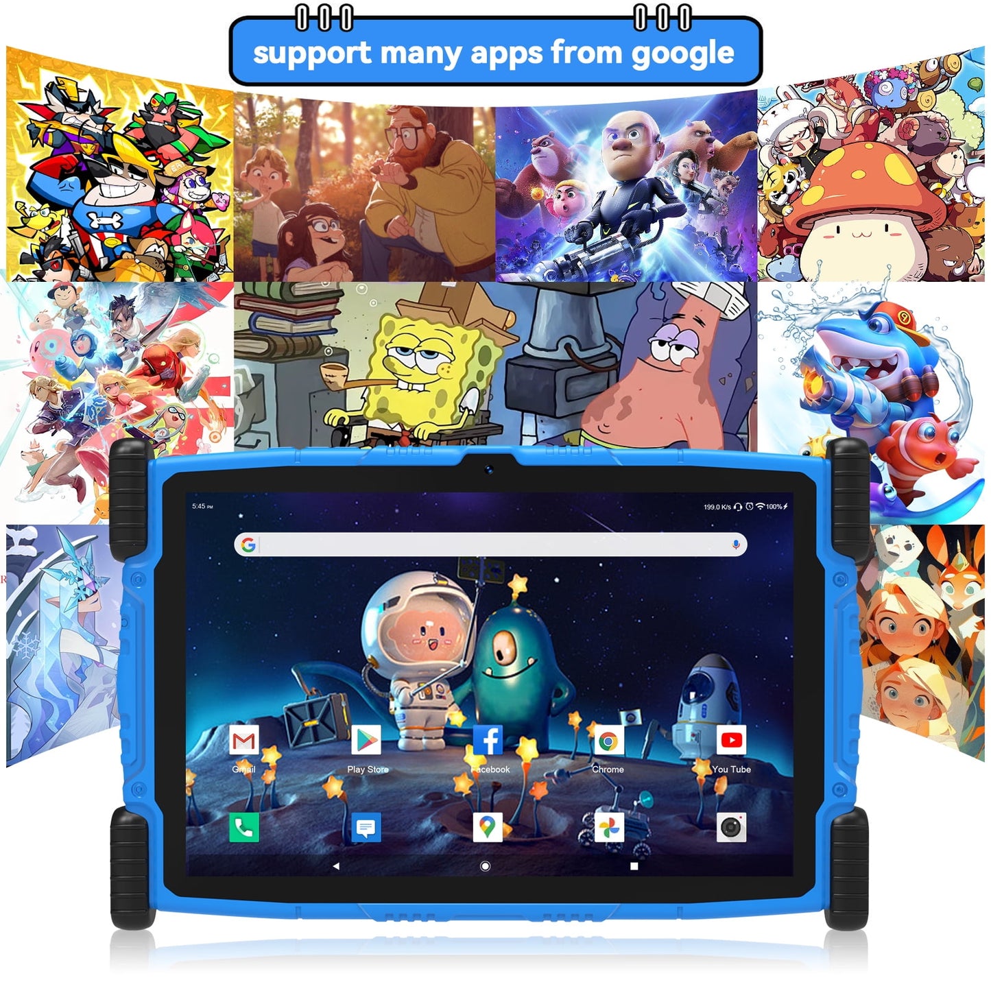 2025 Android 13 tablet,10" Android Kids Tablet 4GB+64GB, Kid-Proof Case with Kickstand, Quad-Core 1.6