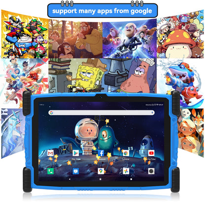2025 Android 13 tablet,10" Android Kids Tablet 4GB+64GB, Kid-Proof Case with Kickstand, Quad-Core 1.6