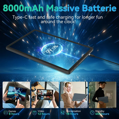 Qukenk,Android 14 Tablet, 14GB RAM+128GB ROM+1TB Expand, Dual Sim Card Slot,8000mAh, 5G WiFi+4G LTE, BT5.0, GPS