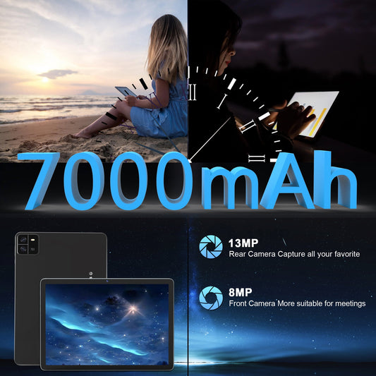 SHOUDUM Android 13 Tablet ,10 inch Tablet, 12GB+128GB ROM , Octa-Core Processor, 1280x800 IPS HD Touch Screen, GPS, WiFi, 5MP+13MP Dual Camera, Bluetooth