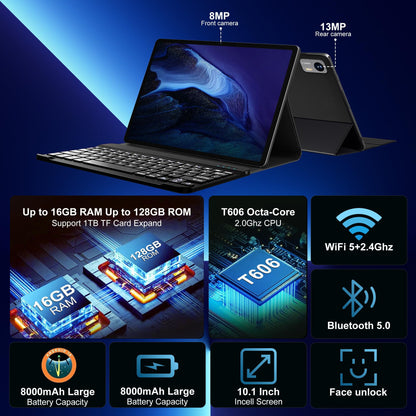 SHOUDUM Tablet,10 inch HD Tablet Bundle, 128GB, Android 14, 5G, Wi-Fi
