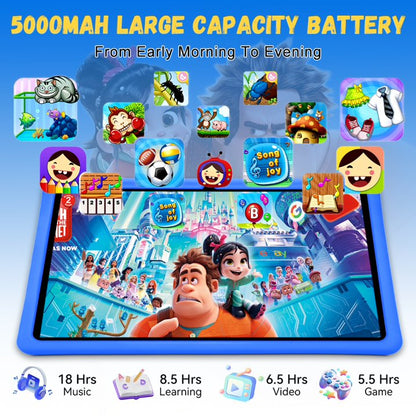 SHOUDUM Kids Tablet, 10 inch Android 15 Tablet for Kids, 16GB+128GB Quad-Core Toddler Tablets with Shockproof Case, BT5.0, WiFi 5, Parental Control, Games, Dual Camera